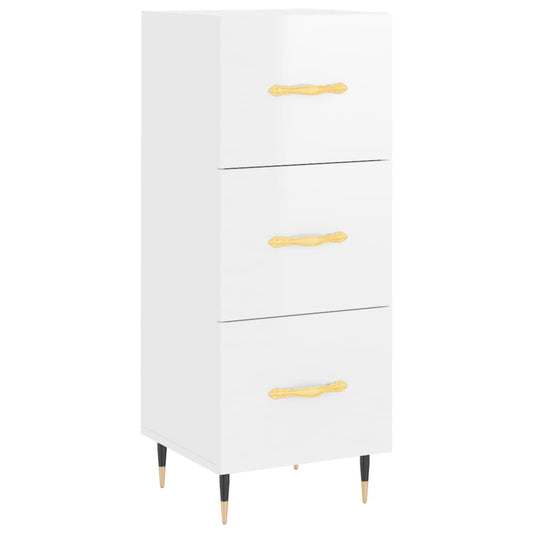 vidaXL Ντουλάπι Γυαλιστερό Λευκό 34,5x34x90 εκ. Επεξεργασμένο Ξύλο