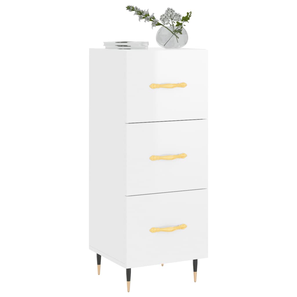 vidaXL Ντουλάπι Γυαλιστερό Λευκό 34,5x34x90 εκ. Επεξεργασμένο Ξύλο