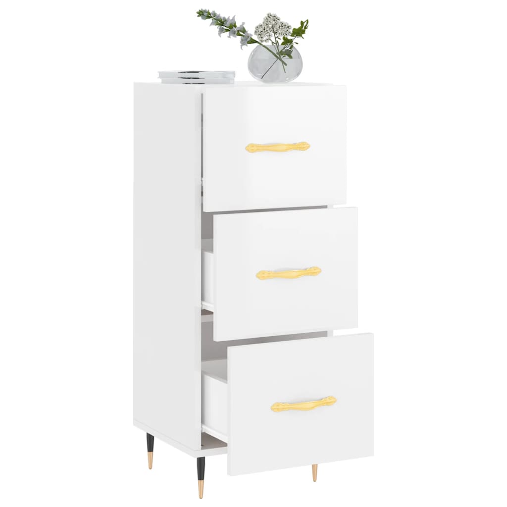 vidaXL Ντουλάπι Γυαλιστερό Λευκό 34,5x34x90 εκ. Επεξεργασμένο Ξύλο