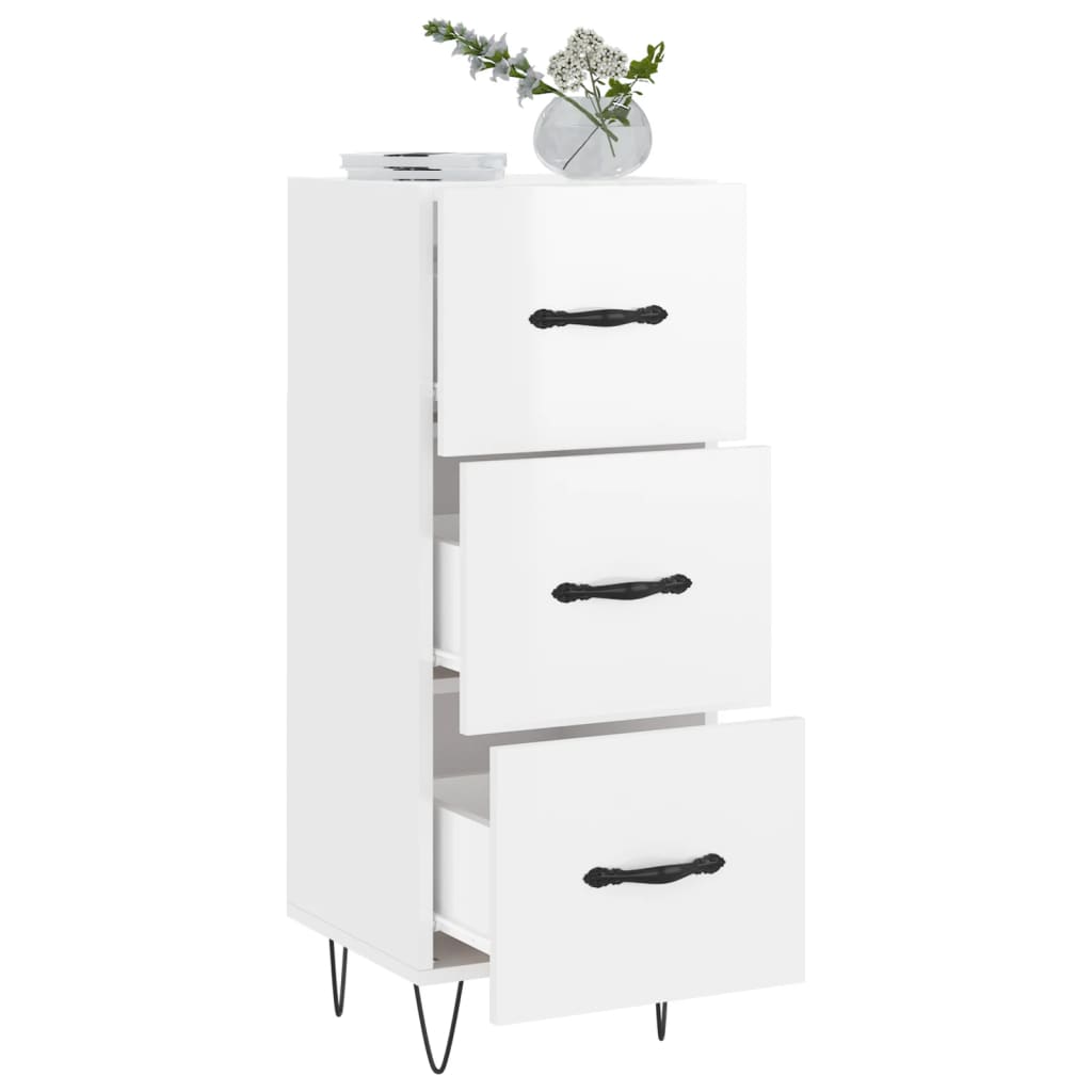vidaXL Ντουλάπι Γυαλιστερό Λευκό 34,5x34x90 εκ. Επεξεργασμένο Ξύλο