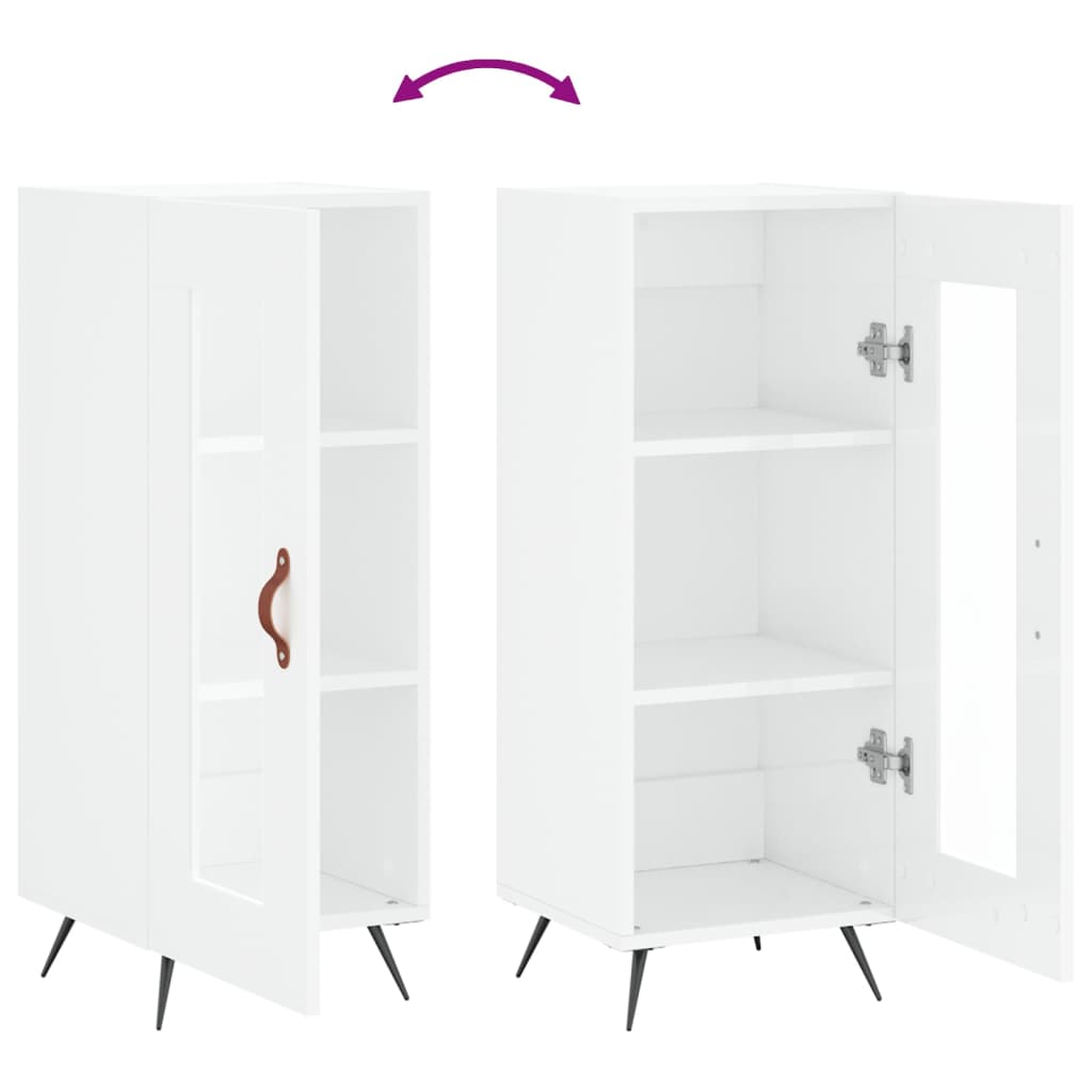 vidaXL Ντουλάπι Γυαλιστερό Λευκό 34,5x34x90 εκ. Επεξεργασμένο Ξύλο