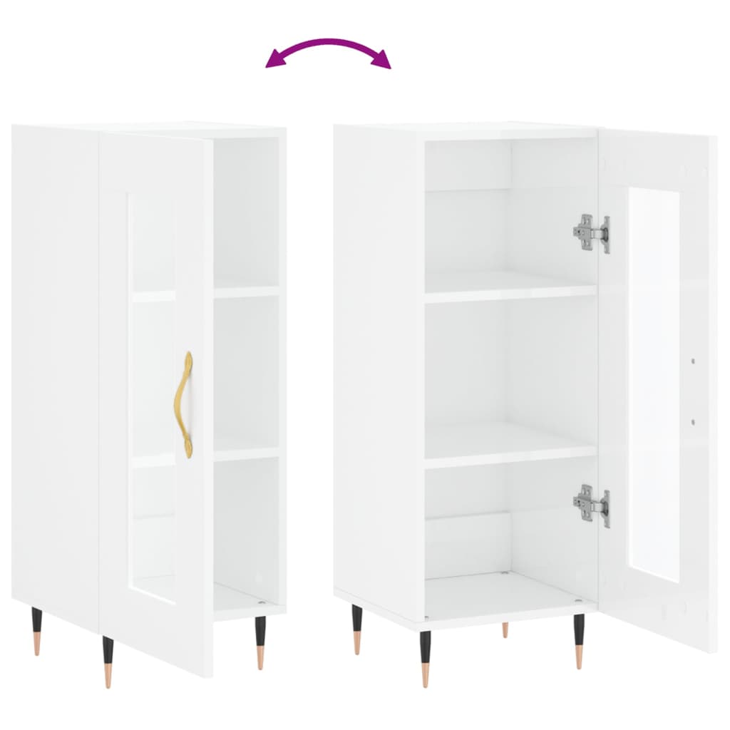 vidaXL Ντουλάπι Γυαλιστερό Λευκό 34,5x34x90 εκ. Επεξεργασμένο Ξύλο