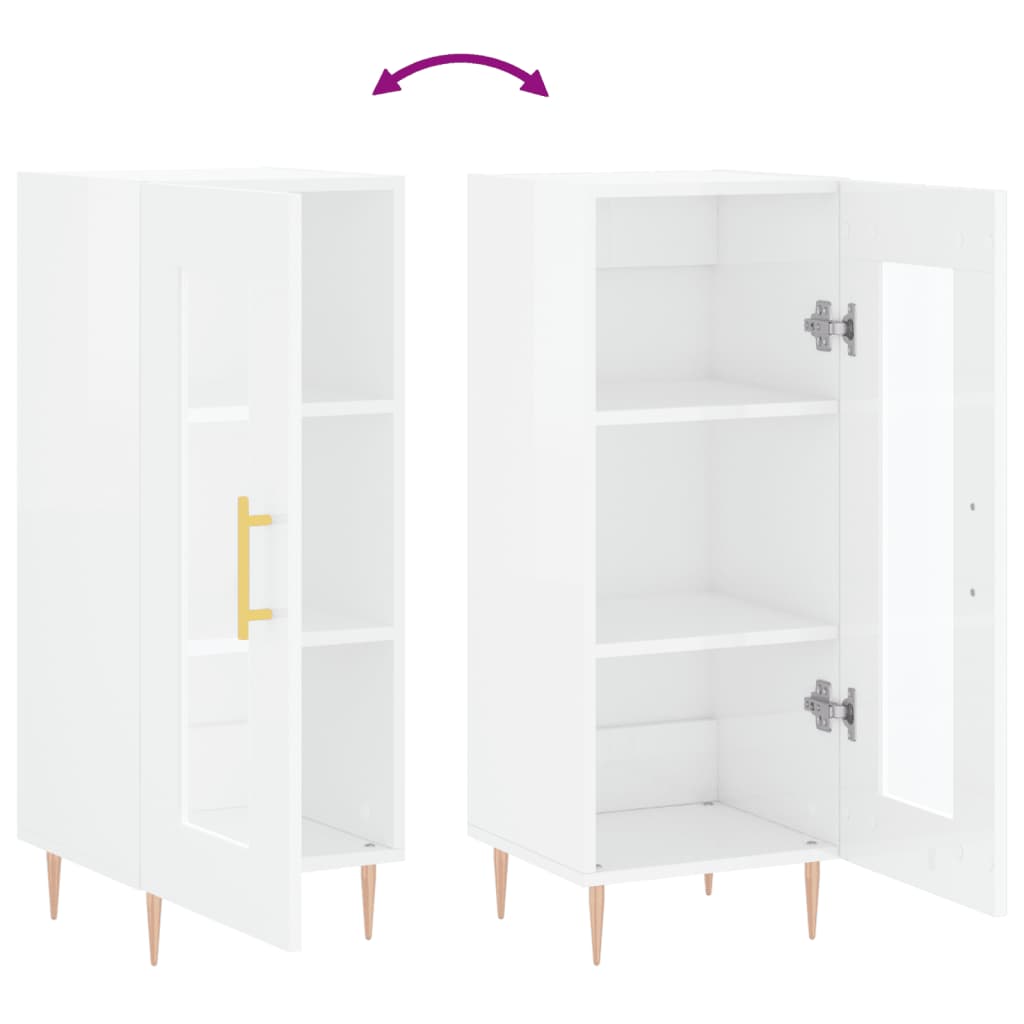 vidaXL Ντουλάπι Γυαλιστερό Λευκό 34,5x34x90 εκ. Επεξεργασμένο Ξύλο