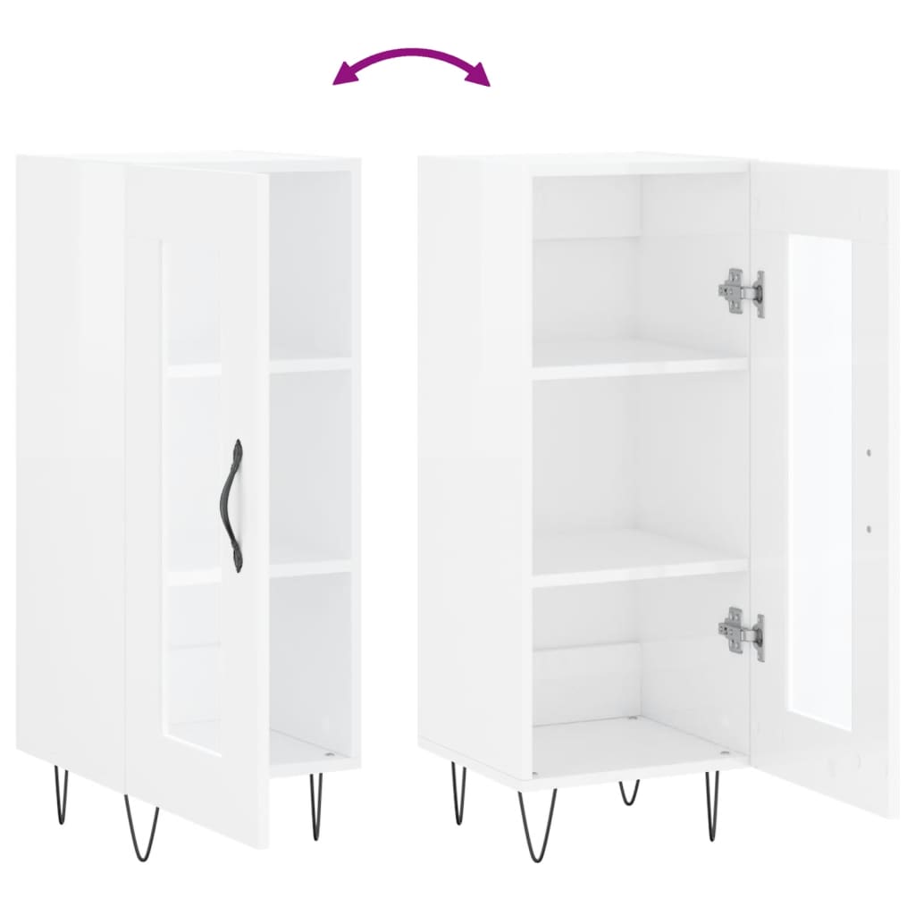 vidaXL Ντουλάπι Γυαλιστερό Λευκό 34,5x34x90 εκ. Επεξεργασμένο Ξύλο
