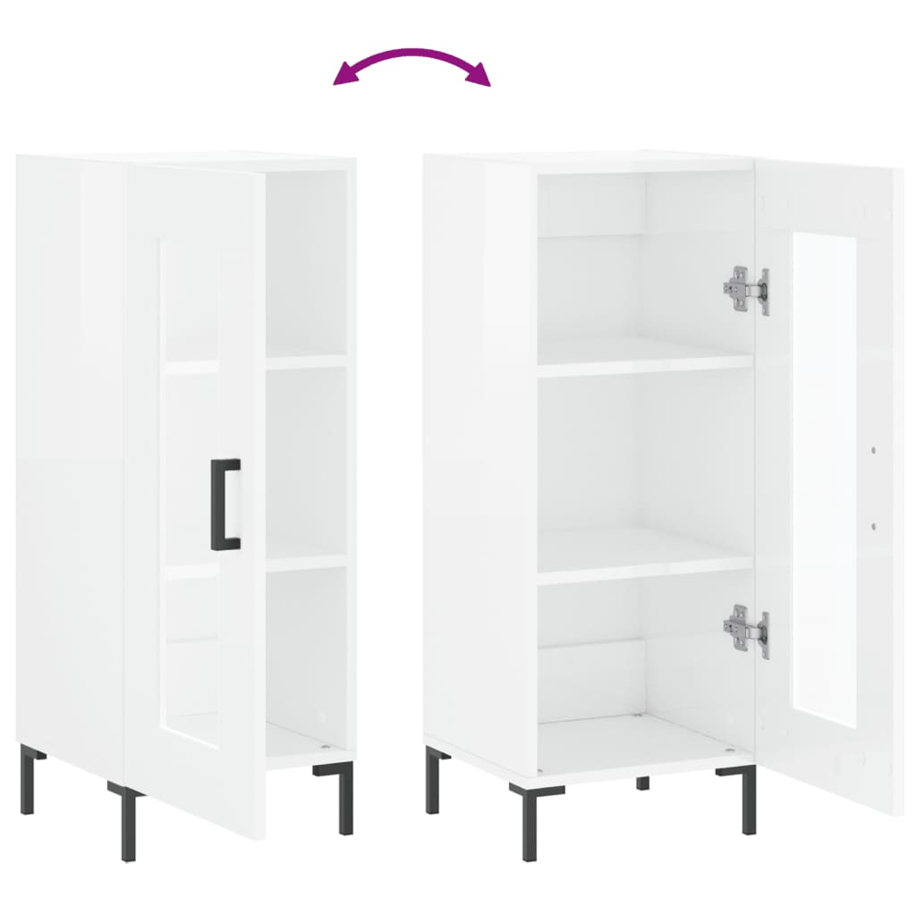 vidaXL Ντουλάπι Γυαλιστερό Λευκό 34,5x34x90 εκ. Επεξεργασμένο Ξύλο