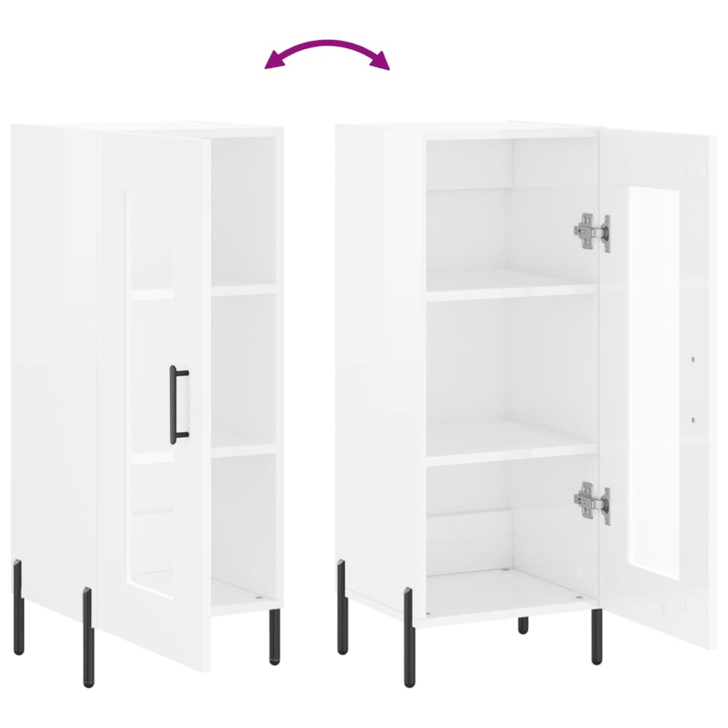 vidaXL Ντουλάπι Γυαλιστερό Λευκό 34,5x34x90 εκ. Επεξεργασμένο Ξύλο
