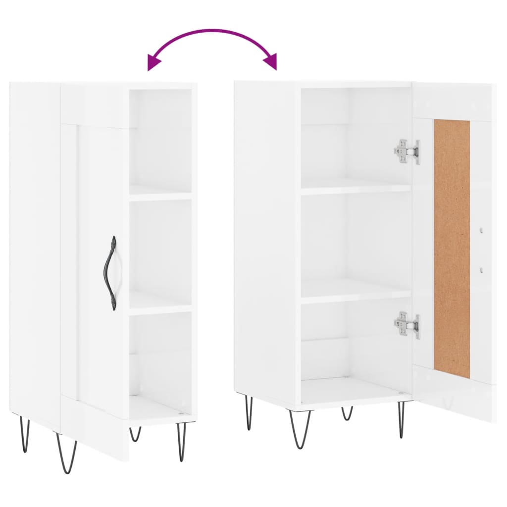 vidaXL Ντουλάπι Γυαλιστερό Λευκό 34,5x34x90 εκ. Επεξεργασμένο Ξύλο