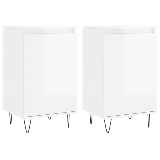 vidaXL Ντουλάπια 2 τεμ. Γυαλιστ. Λευκό 40x35x70 εκ. από Επεξεργ. Ξύλο