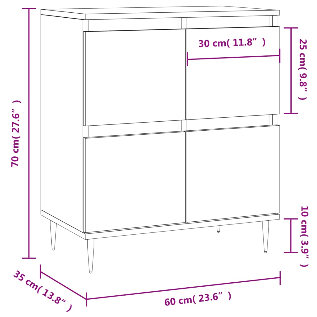 vidaXL Μπουφές Καφέ Δρυς 60x35x70 εκ. από Επεξεργασμένο Ξύλο