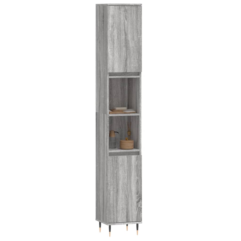 vidaXL Ντουλάπι Μπάνιου Γκρι Sonoma 30x30x190 εκ. Επεξεργασμένο Ξύλο