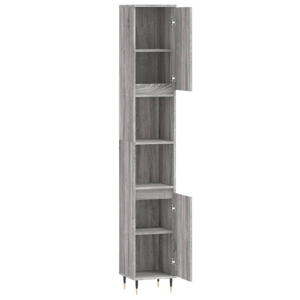 vidaXL Ντουλάπι Μπάνιου Γκρι Sonoma 30x30x190 εκ. Επεξεργασμένο Ξύλο