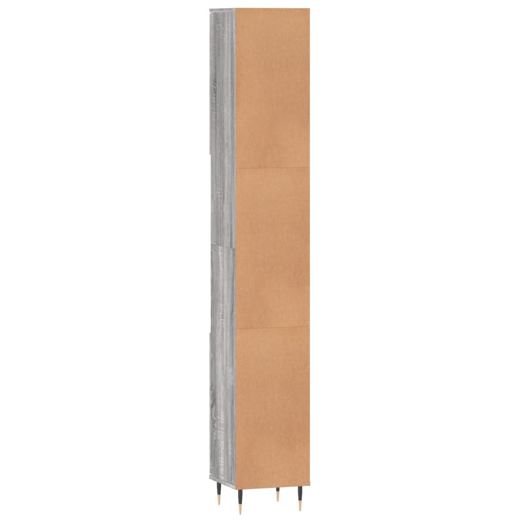 vidaXL Ντουλάπι Μπάνιου Γκρι Sonoma 30x30x190 εκ. Επεξεργασμένο Ξύλο