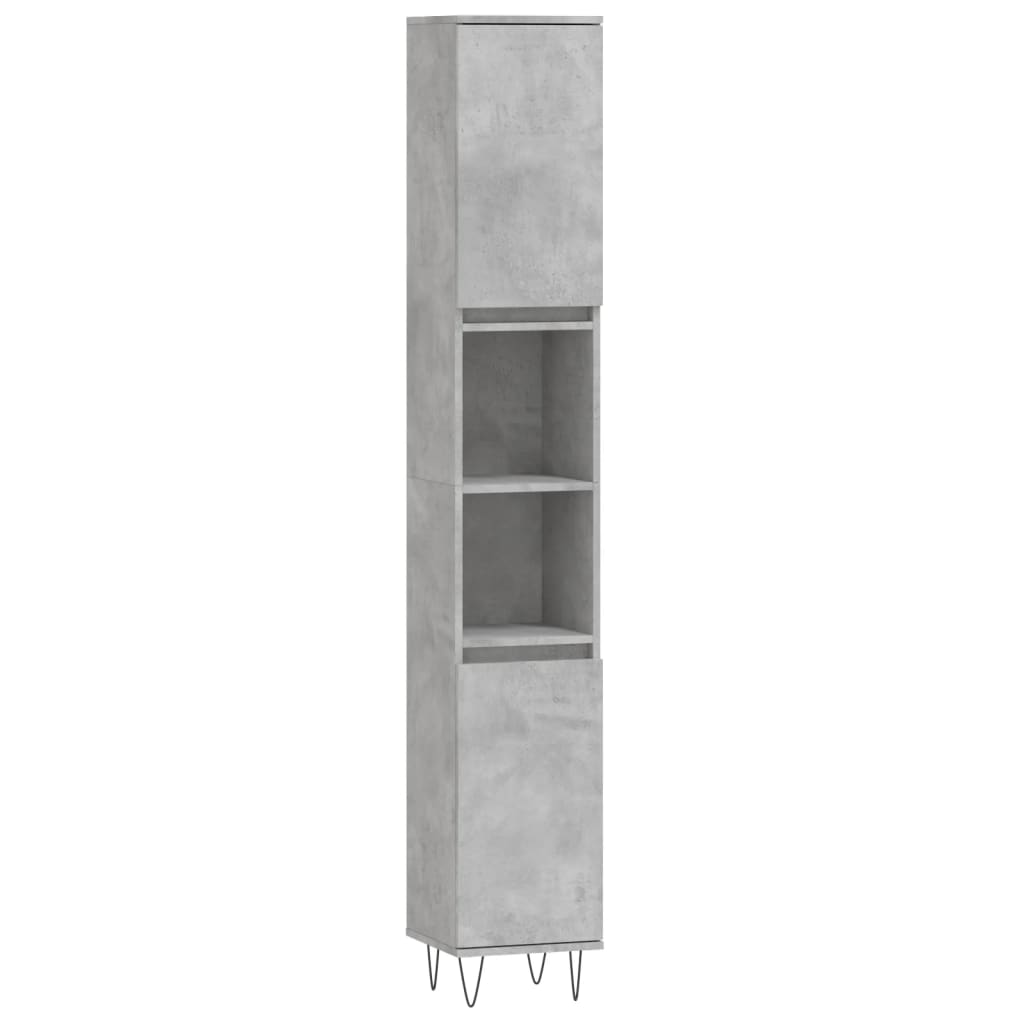 vidaXL Ντουλάπι Μπάνιου Γκρι Σκυροδέματος 30x30x190 εκ. Επεξ. Ξύλο