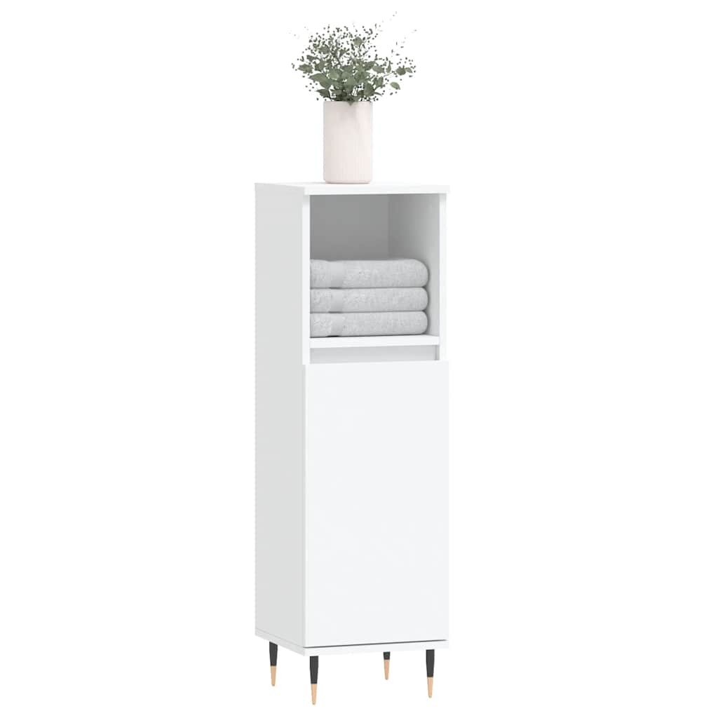 vidaXL Ντουλάπι Μπάνιου Λευκό 30 x 30 x 100 εκ. από Επεξεργασμένο Ξύλο
