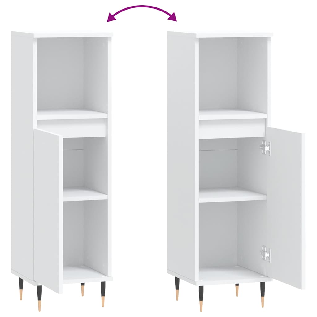 vidaXL Ντουλάπι Μπάνιου Λευκό 30 x 30 x 100 εκ. από Επεξεργασμένο Ξύλο