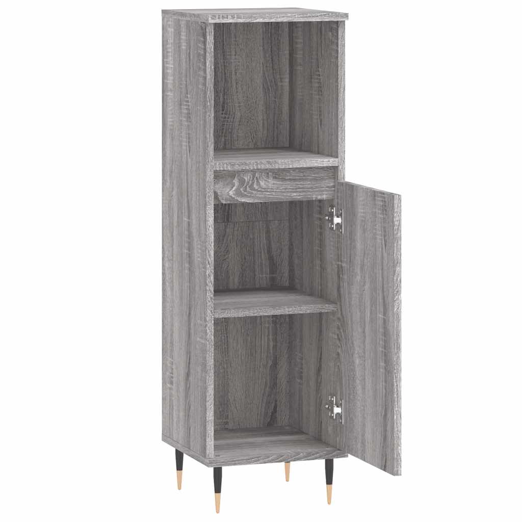 vidaXL Ντουλάπι Μπάνιου Γκρι Sonoma 30x30x100 εκ. Επεξεργασμένο Ξύλο