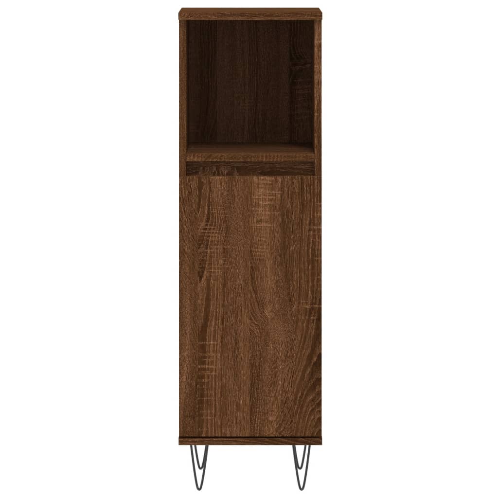 vidaXL Ντουλάπι Μπάνιου Καφέ Δρυς 30x30x100 εκ. Επεξεργασμένο Ξύλο