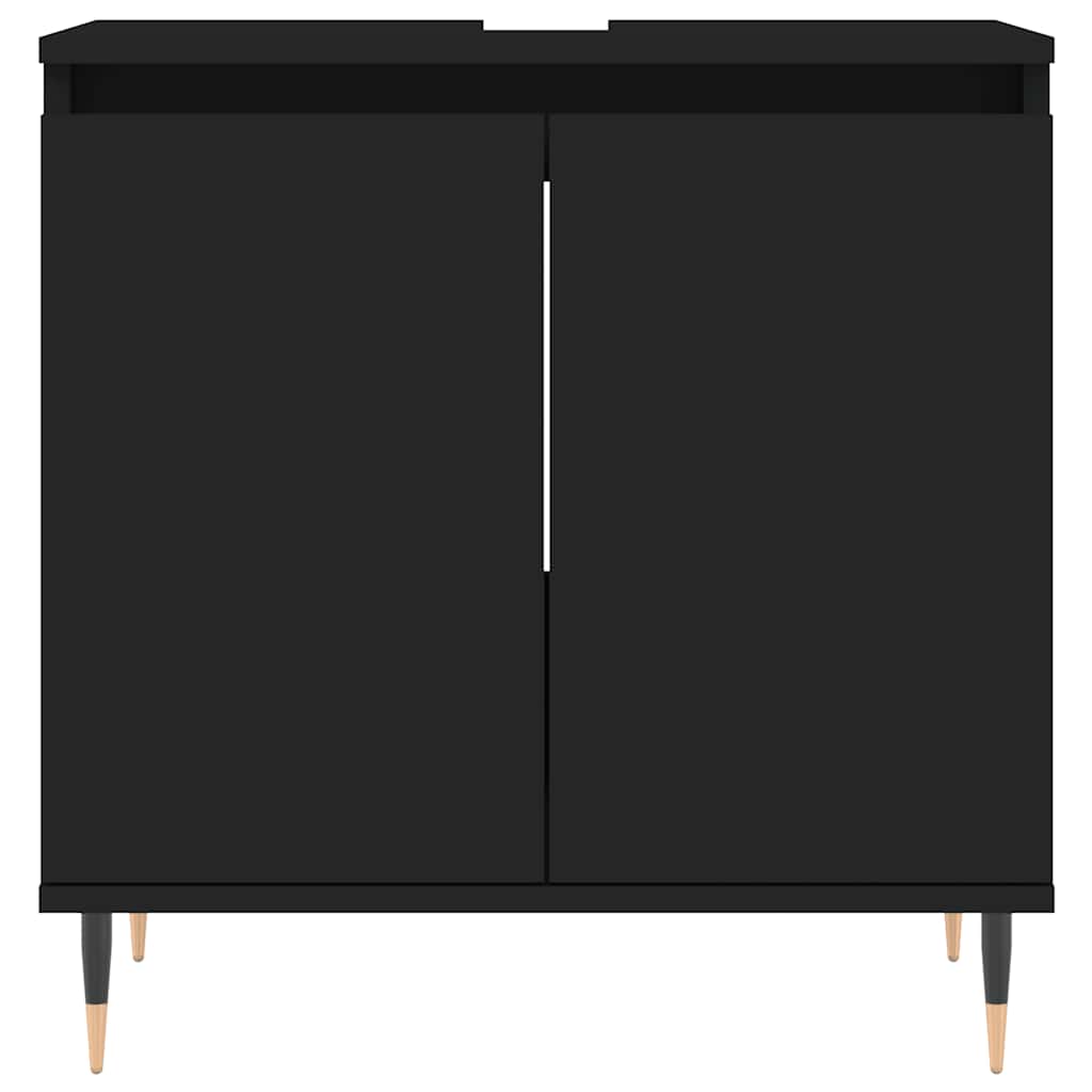 vidaXL Ντουλάπι Μπάνιου Μαύρο 58 x 33 x 60 εκ. από Επεξεργασμένο Ξύλο