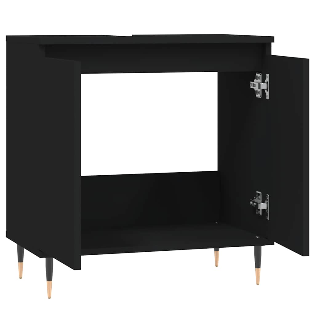vidaXL Ντουλάπι Μπάνιου Μαύρο 58 x 33 x 60 εκ. από Επεξεργασμένο Ξύλο