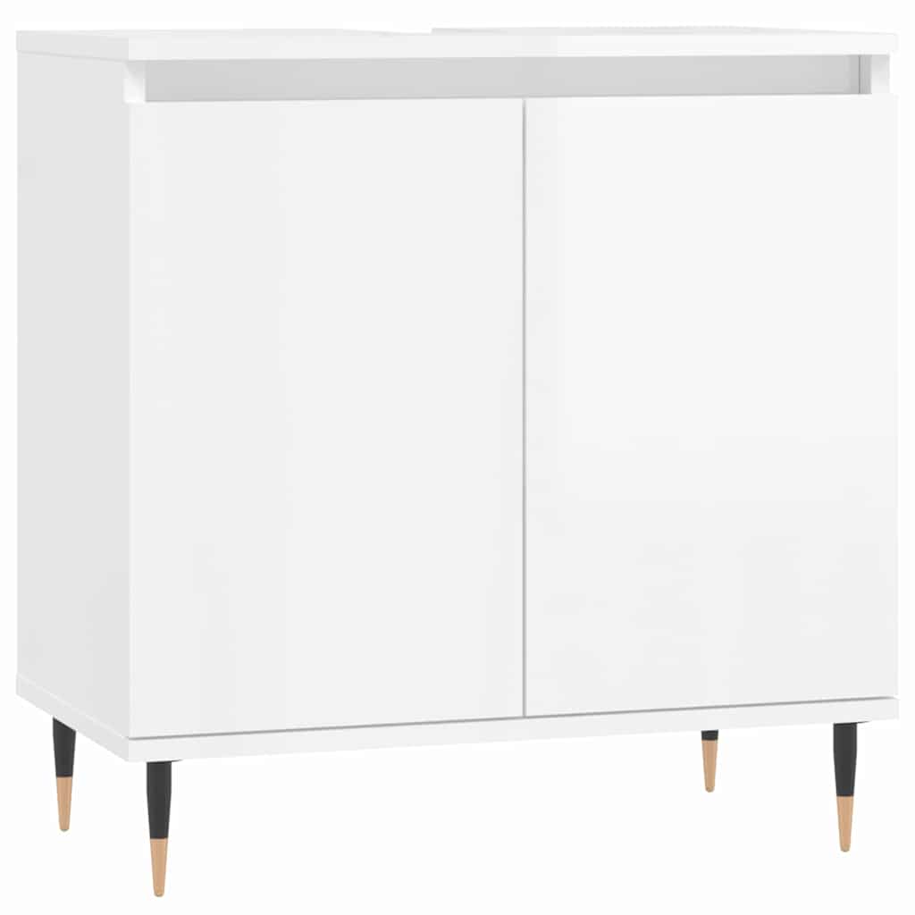 vidaXL Ντουλάπι Μπάνιου Γυαλ. Λευκό 58 x 33 x 60 εκ. από Επεξεργ. Ξύλο