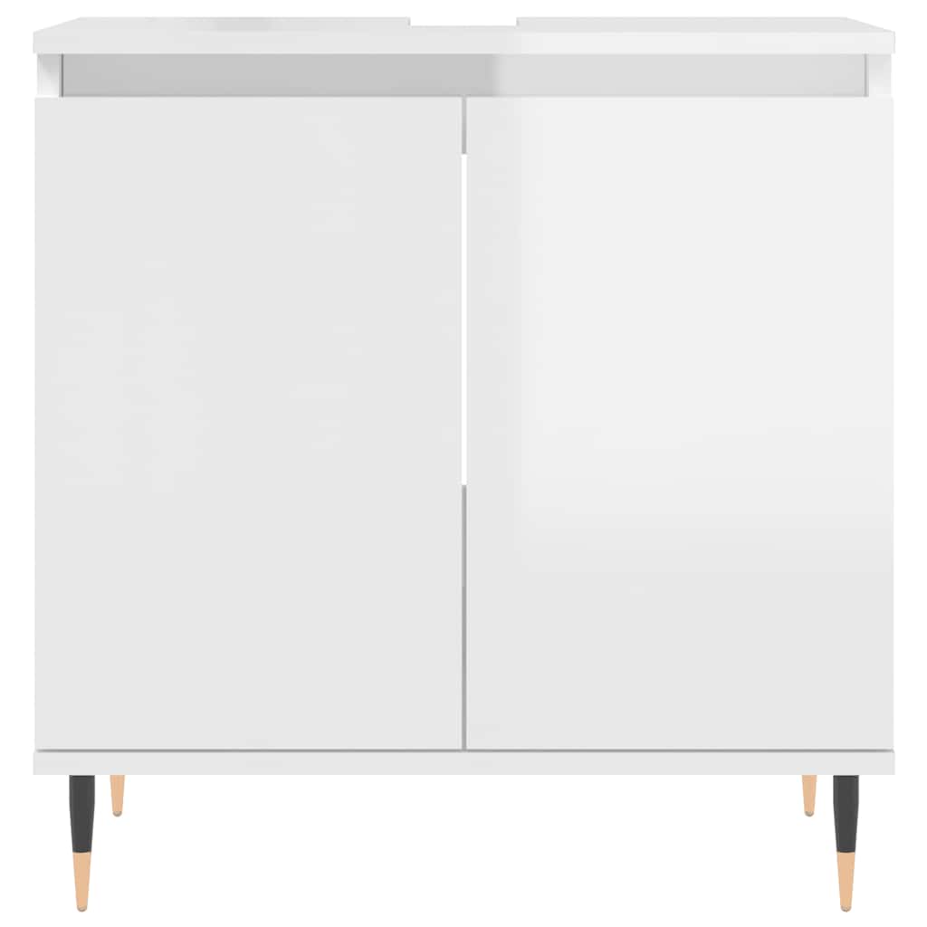 vidaXL Ντουλάπι Μπάνιου Γυαλ. Λευκό 58 x 33 x 60 εκ. από Επεξεργ. Ξύλο