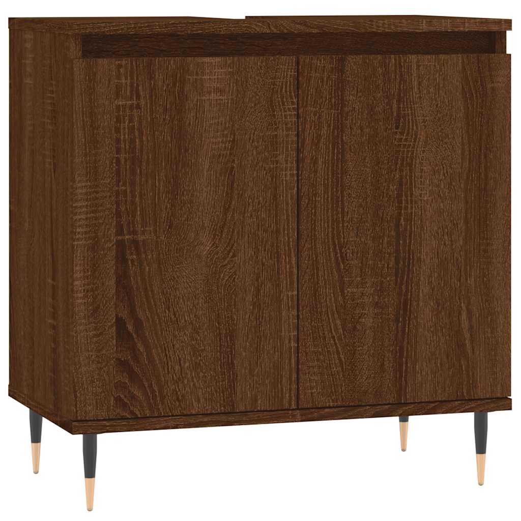 vidaXL Ντουλάπι Μπάνιου Καφέ Δρυς 58 x 33 x 60 εκ. από Επεξεργ. Ξύλο