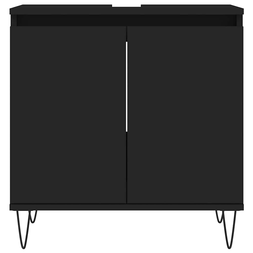 vidaXL Ντουλάπι Μπάνιου Μαύρο 58 x 33 x 60 εκ. από Επεξεργασμένο Ξύλο