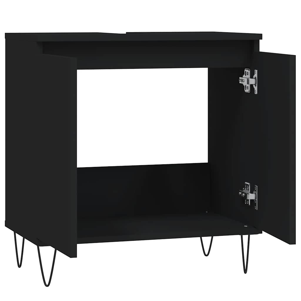 vidaXL Ντουλάπι Μπάνιου Μαύρο 58 x 33 x 60 εκ. από Επεξεργασμένο Ξύλο