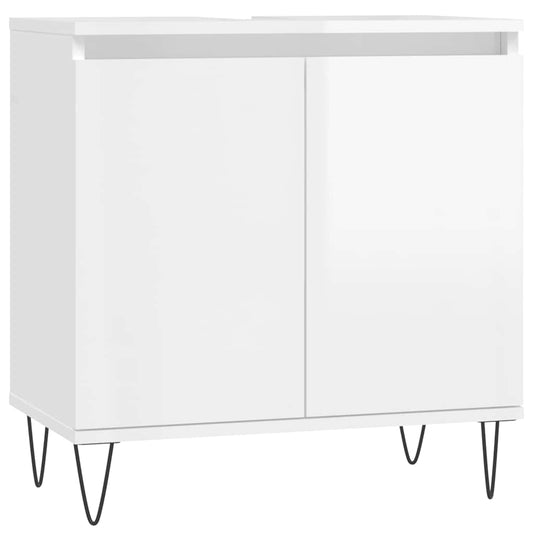 vidaXL Ντουλάπι Μπάνιου Γυαλ. Λευκό 58 x 33 x 60 εκ. από Επεξεργ. Ξύλο