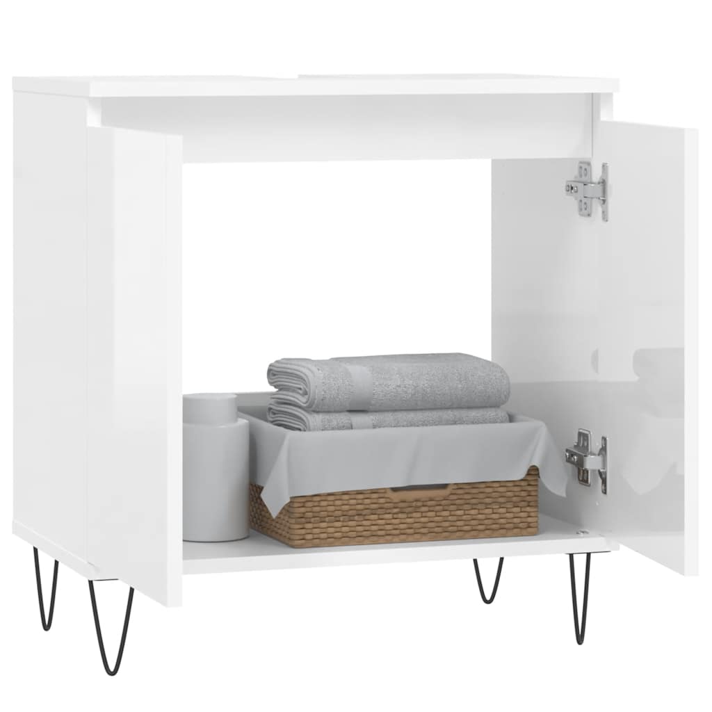 vidaXL Ντουλάπι Μπάνιου Γυαλ. Λευκό 58 x 33 x 60 εκ. από Επεξεργ. Ξύλο