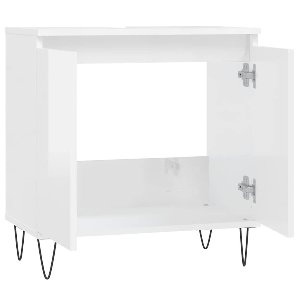 vidaXL Ντουλάπι Μπάνιου Γυαλ. Λευκό 58 x 33 x 60 εκ. από Επεξεργ. Ξύλο
