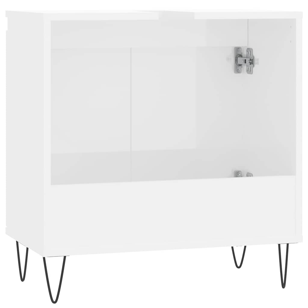 vidaXL Ντουλάπι Μπάνιου Γυαλ. Λευκό 58 x 33 x 60 εκ. από Επεξεργ. Ξύλο