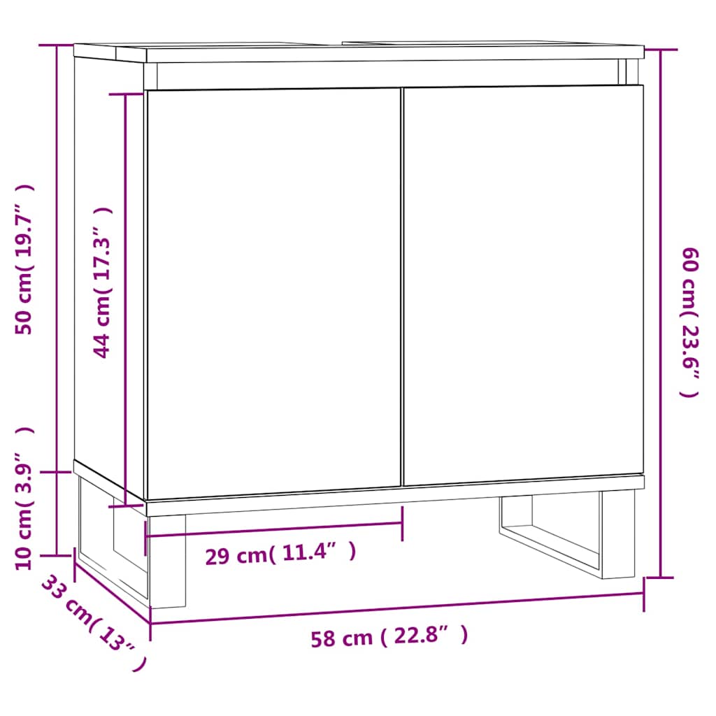 vidaXL Ντουλάπι Μπάνιου Λευκό 58 x 33 x 60 εκ. από Επεξεργασμένο Ξύλο