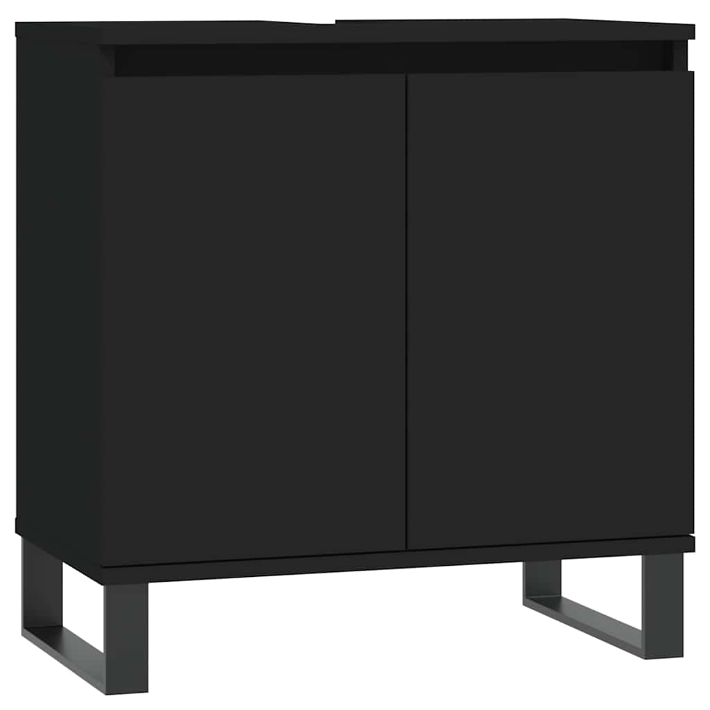 vidaXL Ντουλάπι Μπάνιου Μαύρο 58 x 33 x 60 εκ. από Επεξεργασμένο Ξύλο