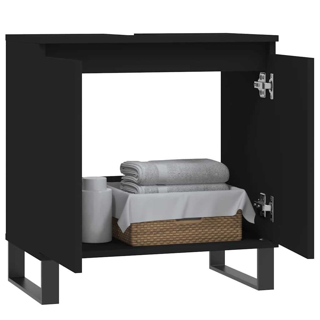 vidaXL Ντουλάπι Μπάνιου Μαύρο 58 x 33 x 60 εκ. από Επεξεργασμένο Ξύλο