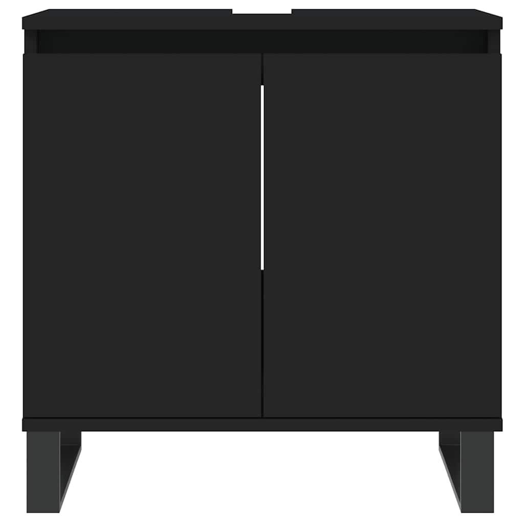 vidaXL Ντουλάπι Μπάνιου Μαύρο 58 x 33 x 60 εκ. από Επεξεργασμένο Ξύλο