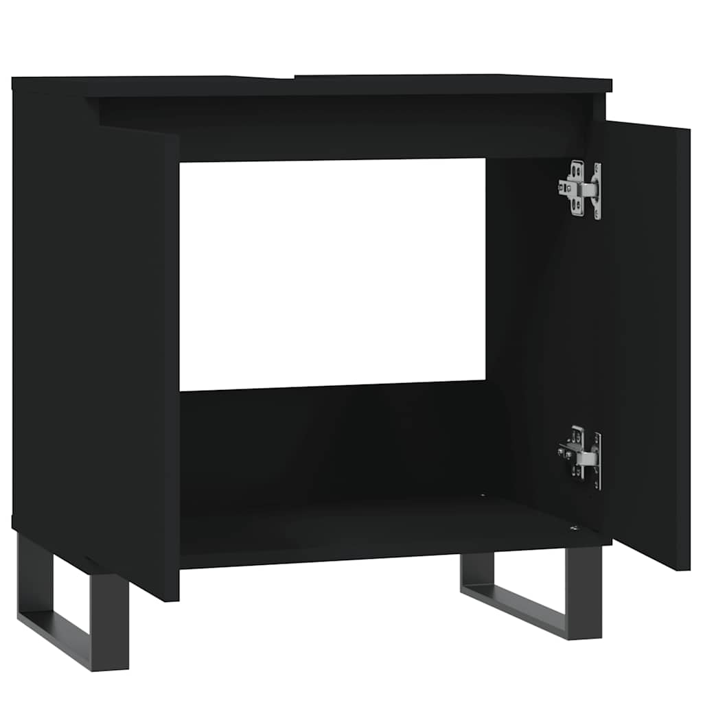 vidaXL Ντουλάπι Μπάνιου Μαύρο 58 x 33 x 60 εκ. από Επεξεργασμένο Ξύλο