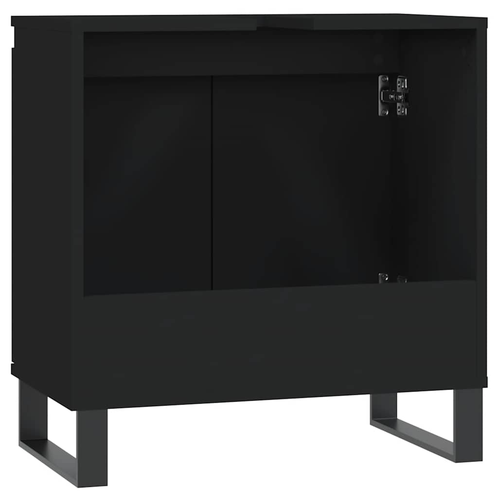 vidaXL Ντουλάπι Μπάνιου Μαύρο 58 x 33 x 60 εκ. από Επεξεργασμένο Ξύλο