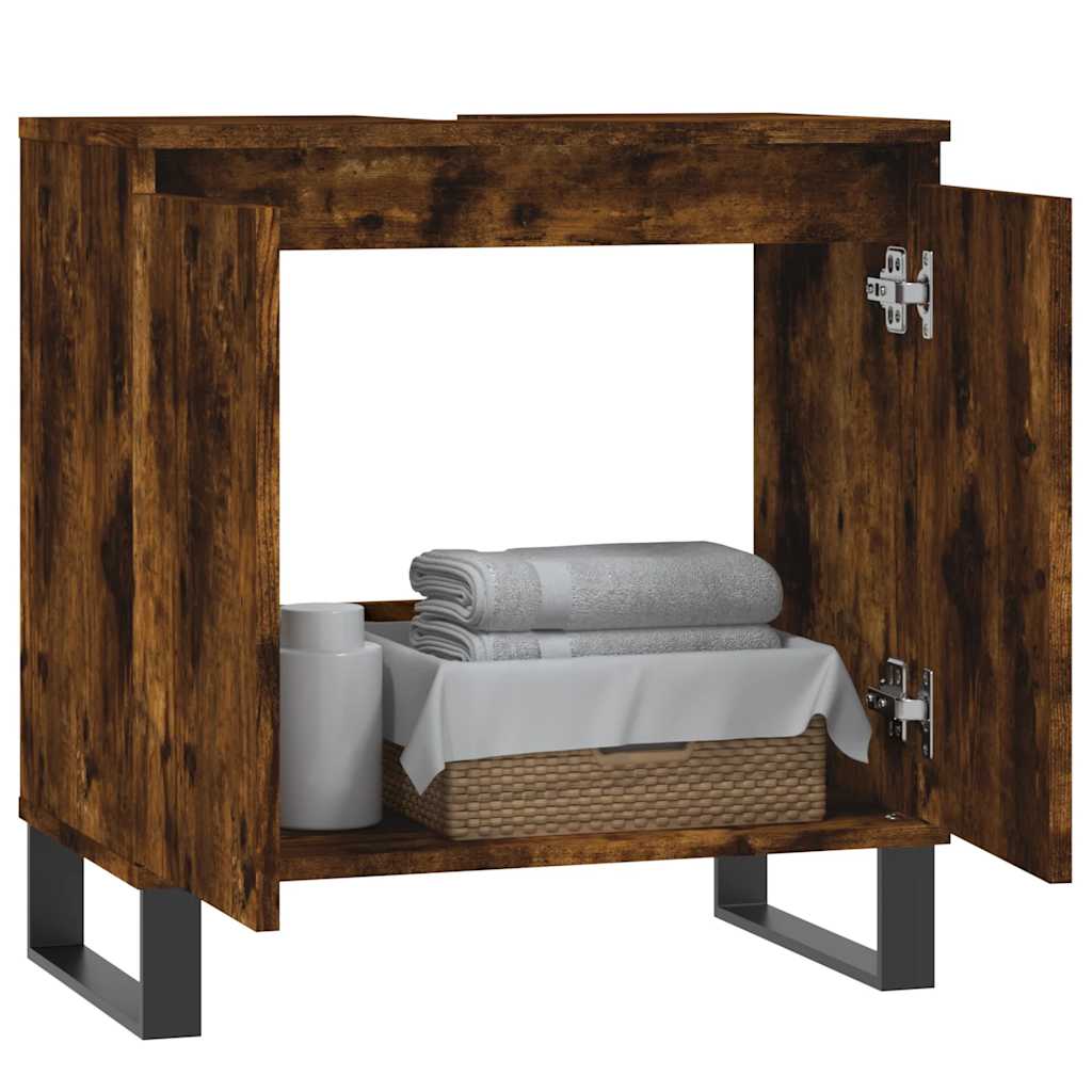 vidaXL Ντουλάπι Μπάνιου Καπνιστή Δρυς 58 x 33 x 60 εκ. Επεξεργ. Ξύλο