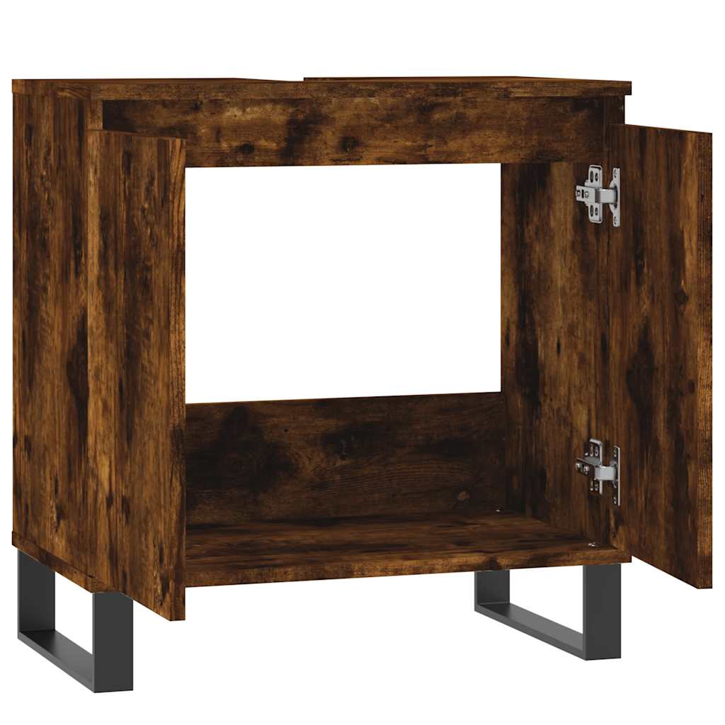 vidaXL Ντουλάπι Μπάνιου Καπνιστή Δρυς 58 x 33 x 60 εκ. Επεξεργ. Ξύλο