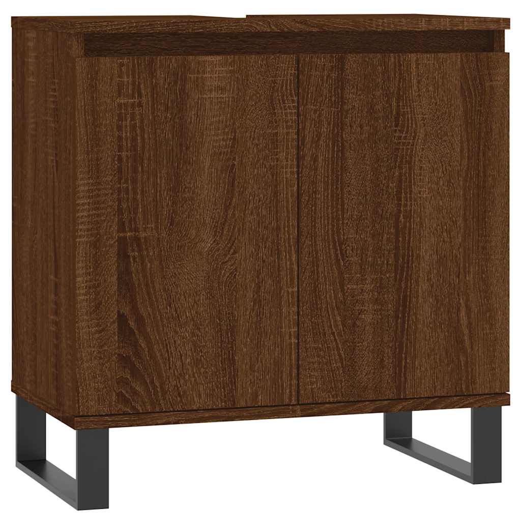 vidaXL Ντουλάπι Μπάνιου Καφέ Δρυς 58 x 33 x 60 εκ. από Επεξεργ. Ξύλο