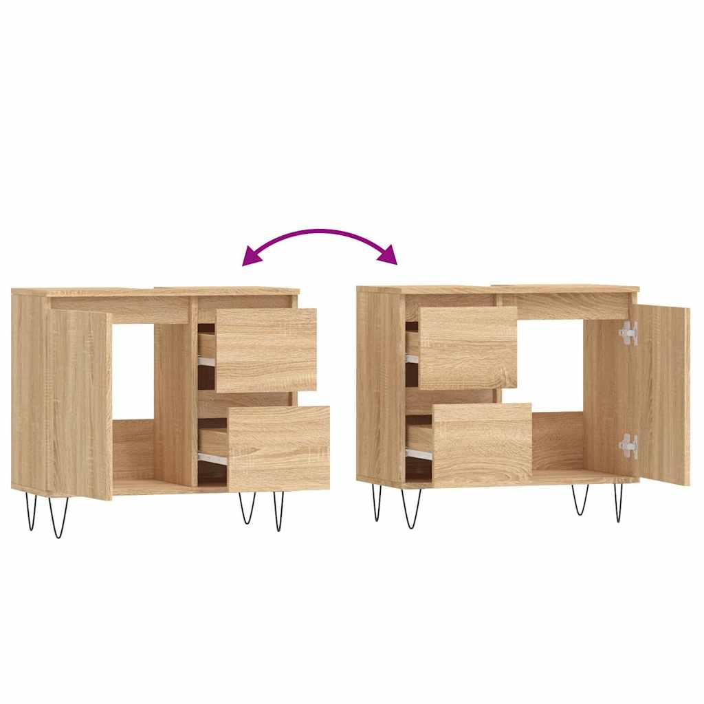 vidaXL Ντουλάπι Μπάνιου Sonoma Δρυς 65x33x60 εκ. Επεξεργασμένο Ξύλο