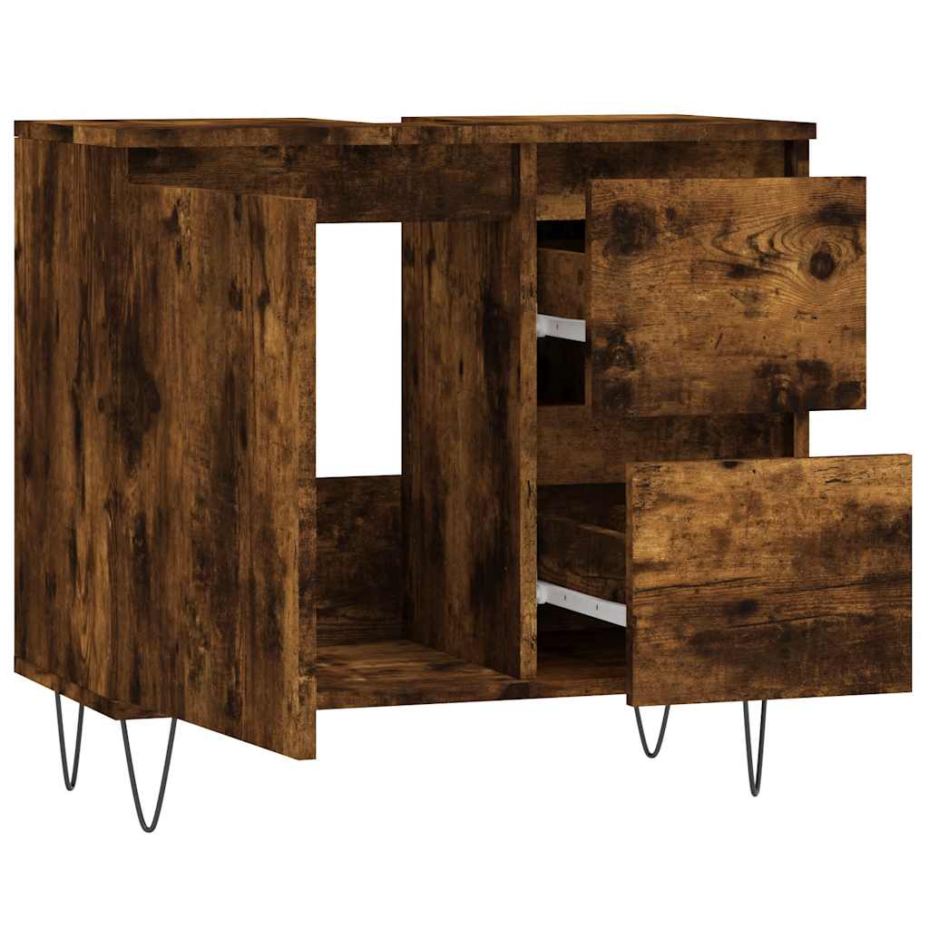 vidaXL Ντουλάπι Μπάνιου Καπνιστή Δρυς 65x33x60 εκ. Επεξεργασμένο Ξύλο