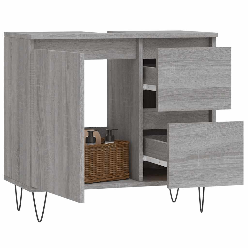 vidaXL Ντουλάπι Μπάνιου Γκρι Sonoma 65x33x60 εκ. Επεξεργασμένο Ξύλο