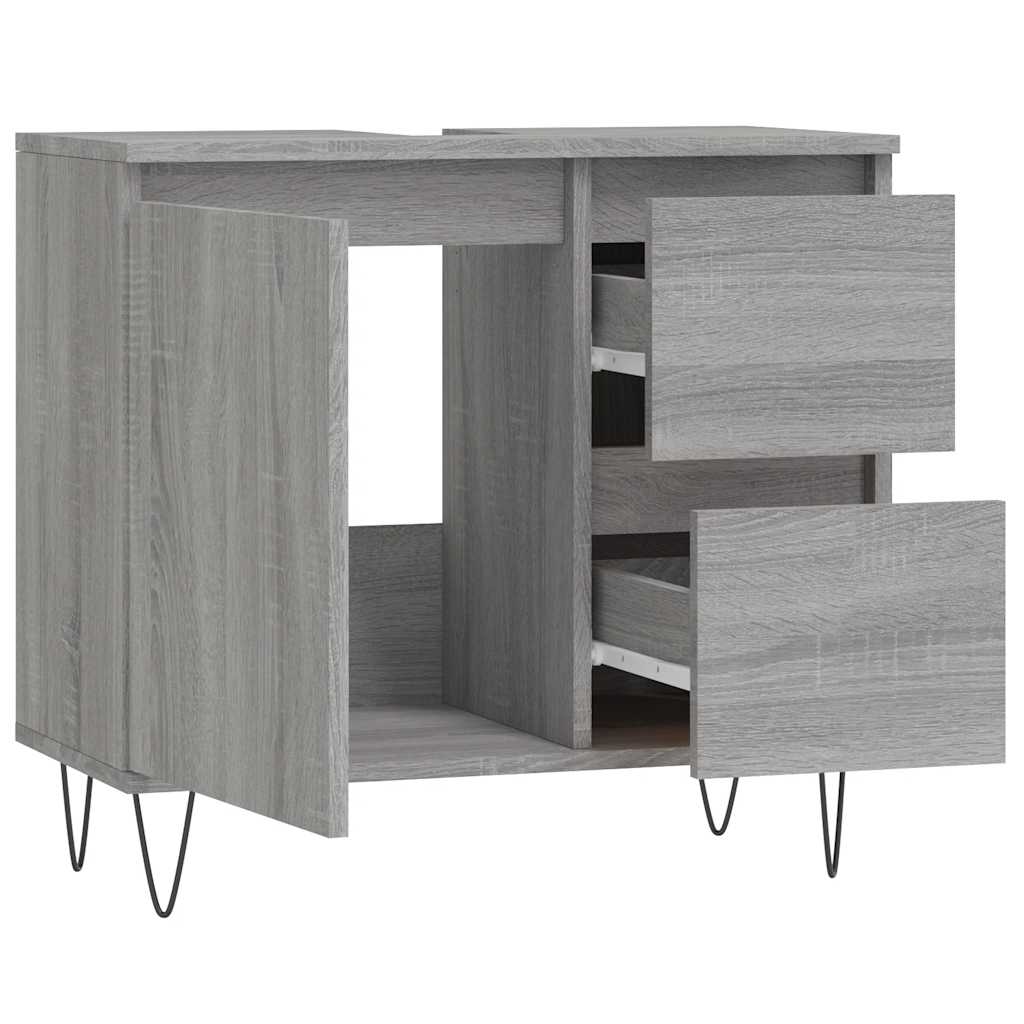 vidaXL Ντουλάπι Μπάνιου Γκρι Sonoma 65x33x60 εκ. Επεξεργασμένο Ξύλο
