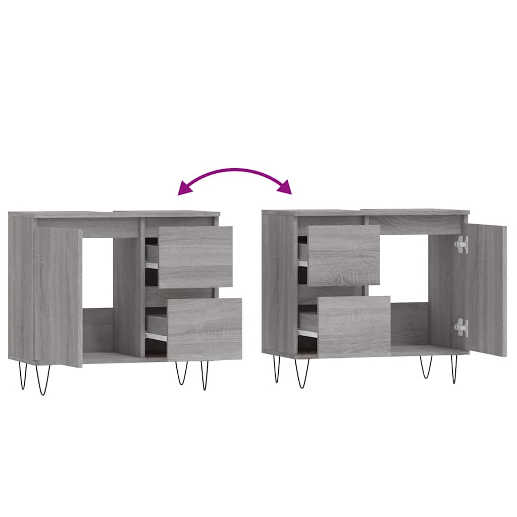 vidaXL Ντουλάπι Μπάνιου Γκρι Sonoma 65x33x60 εκ. Επεξεργασμένο Ξύλο