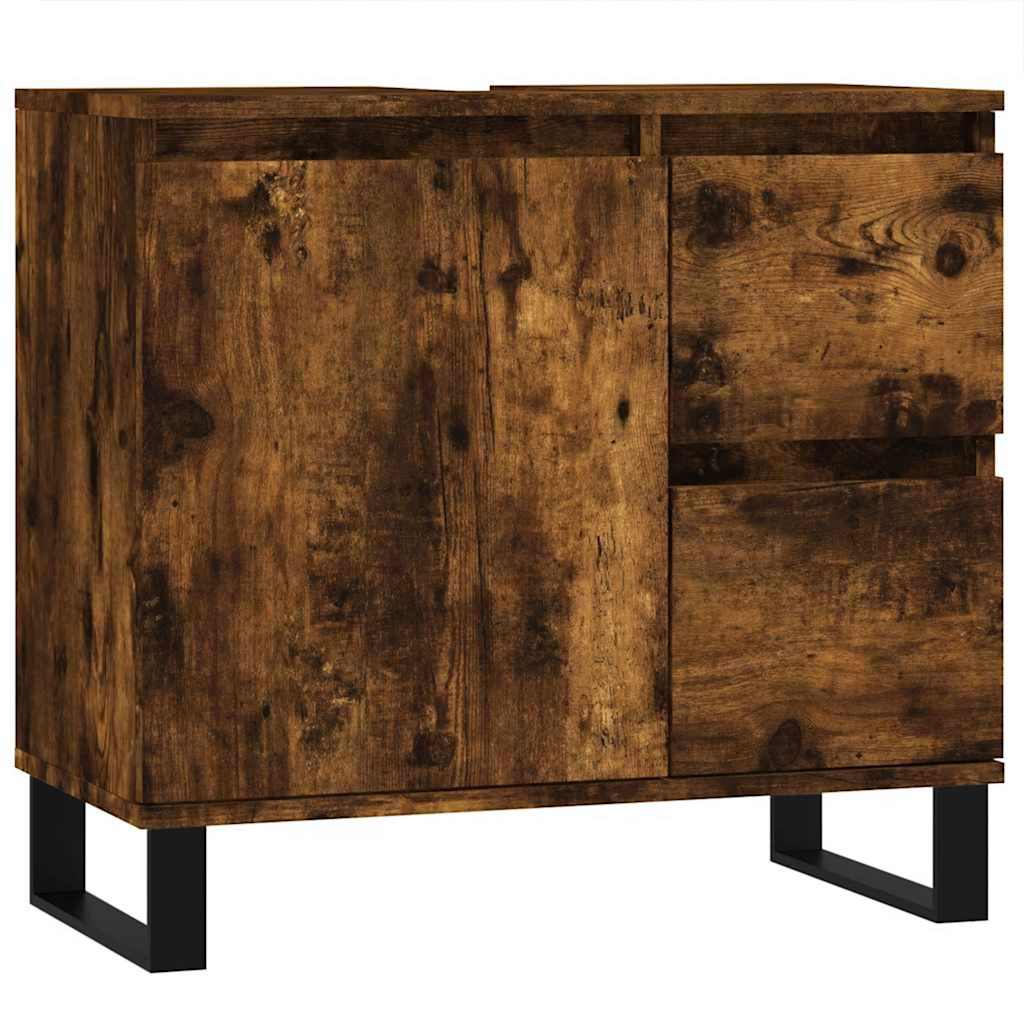 vidaXL Ντουλάπι Μπάνιου Καπνιστή Δρυς 65x33x60 εκ. Επεξεργασμένο Ξύλο