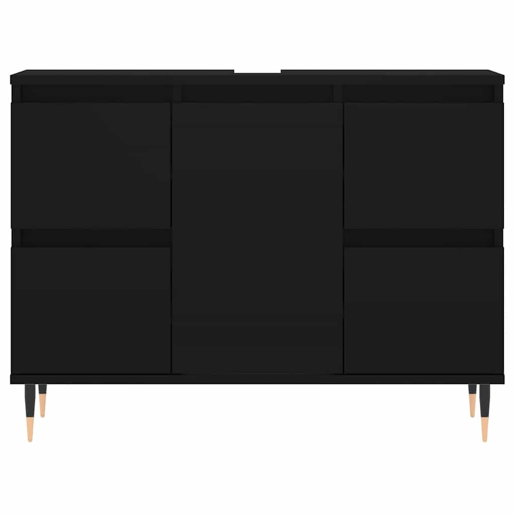 vidaXL Ντουλάπι Μπάνιου Μαύρο 80 x 33 x 60 εκ. από Επεξεργασμένο Ξύλο