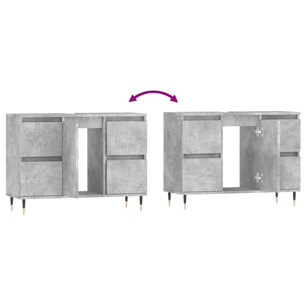 vidaXL Ντουλάπι Μπάνιου Γκρι Σκυροδέματος 80x33x60 εκ. Επεξ. Ξύλο