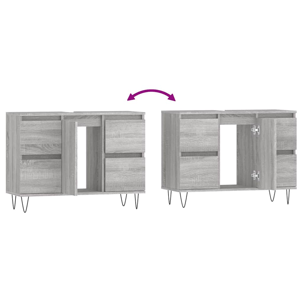 vidaXL Ντουλάπι Μπάνιου Γκρι Sonoma 80 x 33 x 60 εκ. από Επεξεργ. Ξύλο